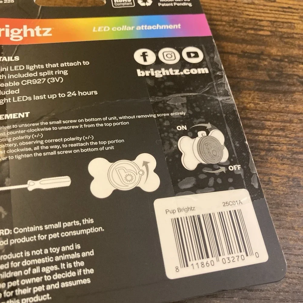 Brightz PupBrightz Dog Collar LED Light Charms 2 Pack Light Up Paw Print + Bone